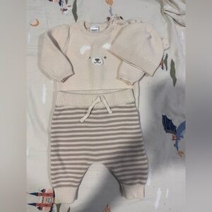 Carter's Beige Knit Bear Sweater Set